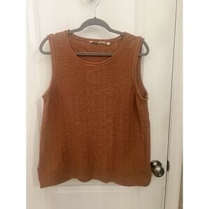 Soft Surroundings Women's Sleeveless Sweater XL Tan Knit Tank Vest Outdoors